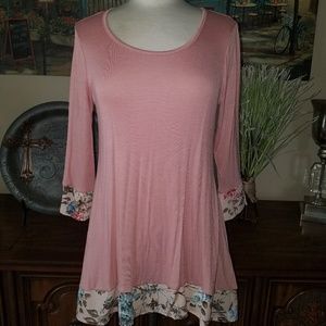 Hi-low Floral Pink top